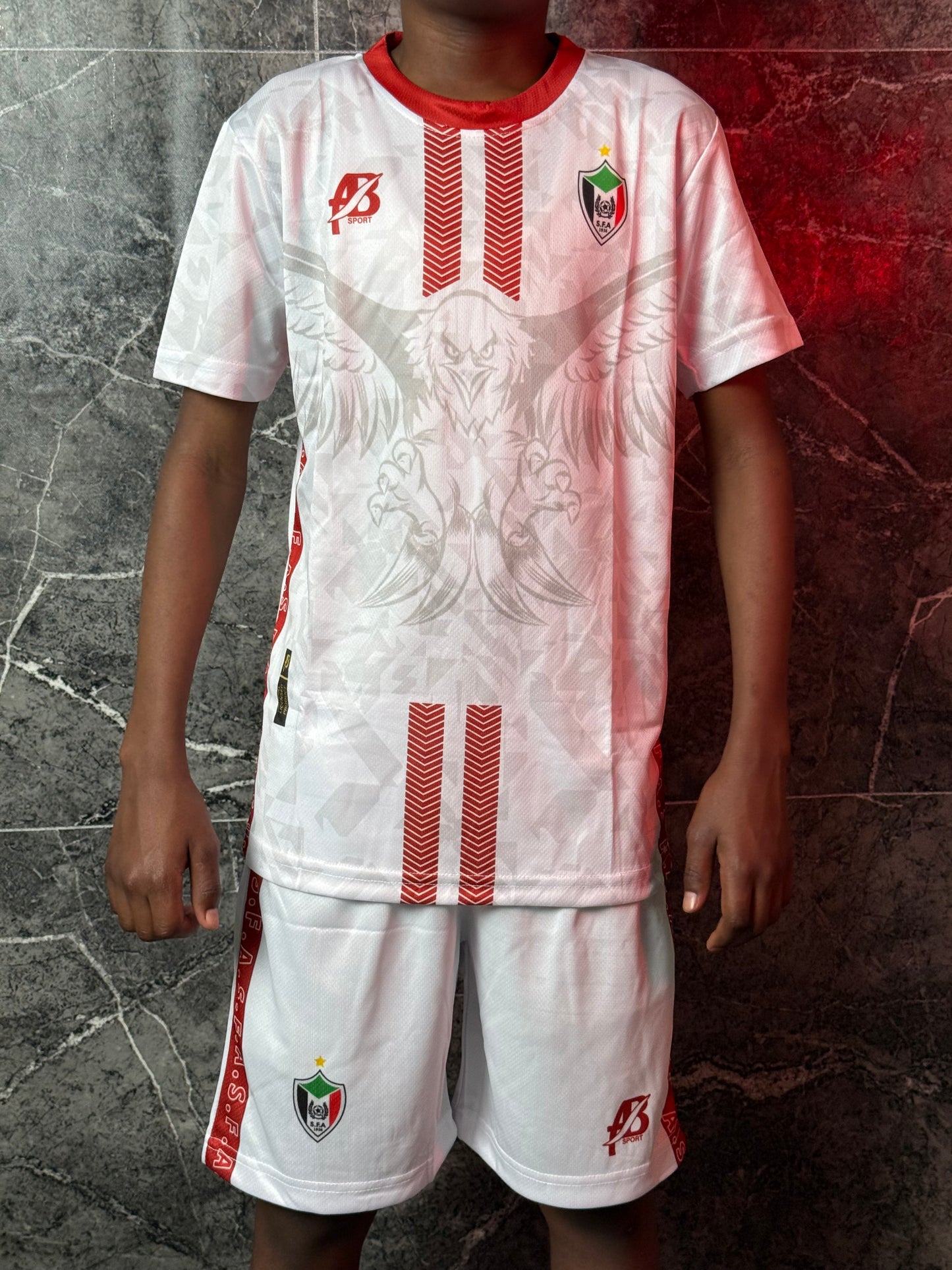 Full Set Sudan National Team White Jersey 2025 - Kids Edition